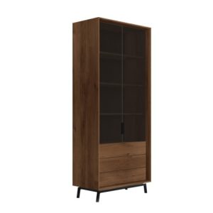 Regał dębowy duży szklany tabacco Modern Loft