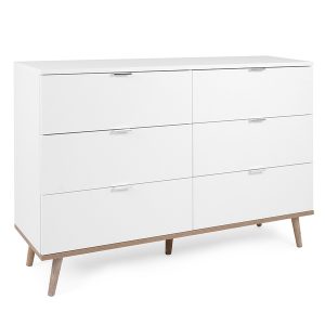 Komoda z szufladami biała / dąb sonoma mat 120 cm Göteborg – nowoczesny design, praktyczne przechowywanie, elegancki kolor
