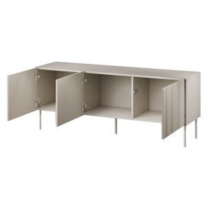 Szafka RTV beżowa mat 150 cm Milo – elegancki design, praktyczne rozwiązania, solidna konstrukcja