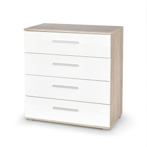 Komoda z szufladami dąb sonoma / biała mat / wysoki połysk 40 cm Lima – Elegancja i Funkcjonalność