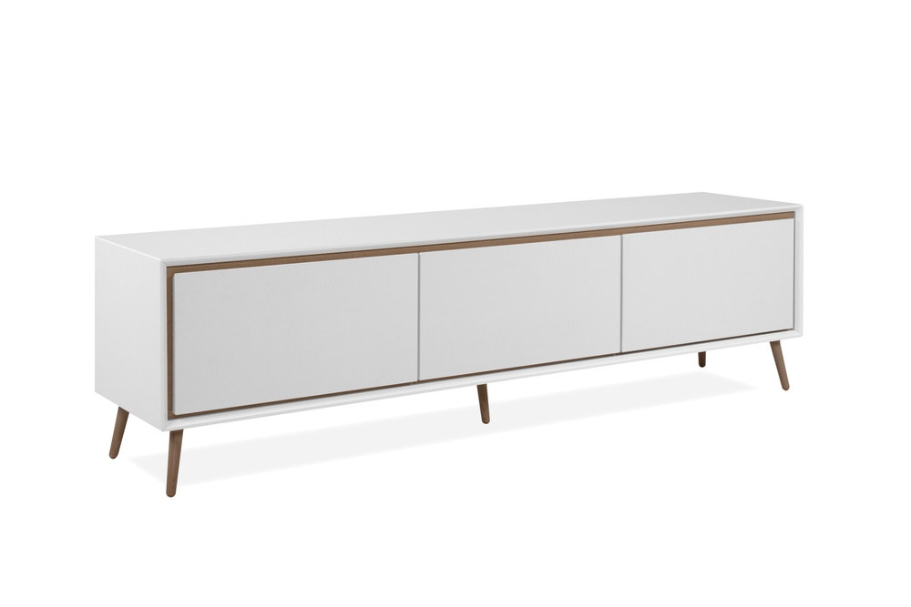 Szafka RTV biała / dąb artisan mat 175 cm Arona – elegancki styl, funkcjonalność, solidna konstrukcja