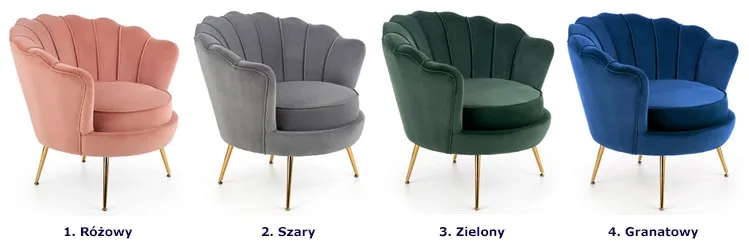 Zielony welurowy fotel muszelka G6-H18
