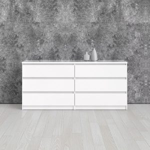 Komoda z szufladami biała wysoki połysk 154 cm Naia – elegancki design, funkcjonalność, przestronność