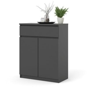 Komoda z szufladami i drzwiami czarna mat 80 cm Naia – funkcjonalna, nowoczesna, elegancka