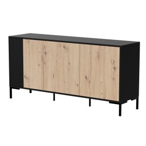 Komoda z drzwiami dąb artisan / czarna mat 150 cm Arden – elegancki design, funkcjonalność, uniwersalny kolor