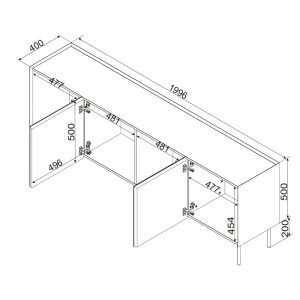 Komoda z drzwiami beżowa / dąb mat 200 cm Olmo – nowoczesny design, funkcjonalność, pojemność