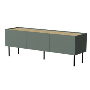 Szafka RTV oliwkowa / dąb mat 150 cm Olmo – nowoczesny design, funkcjonalność, solidne materiały