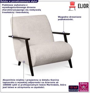 Kremowy drewniany fotel tapicerowany S0-T73