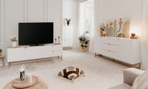 Komoda z szufladami i drzwiami biała mat 179 cm Edinburgh – elegancki design, funkcjonalność, wysoka jakość