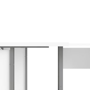 Biurko narożne z kontenerkiem białe mat 230 cm Prima – nowoczesny design, funkcjonalność, przestronność