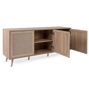 Komoda z drzwiami dąb sonoma mat 150 cm Bali – funkcjonalny mebel, styl skandynawski, naturalny kolor, praktyczne przechowywanie