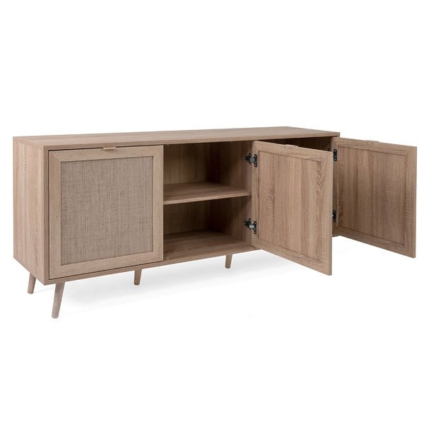 Komoda z drzwiami dąb sonoma mat 150 cm Bali – funkcjonalny mebel, styl skandynawski, naturalny kolor, praktyczne przechowywanie