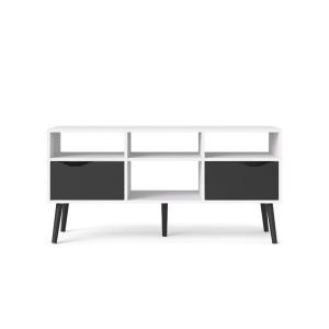 Szafka RTV biała / czarna mat 117 cm Oslo – nowoczesny design, funkcjonalność, uniwersalne kolory