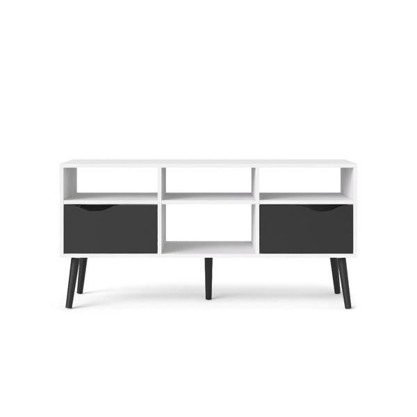Szafka RTV biała / czarna mat 117 cm Oslo – nowoczesny design, funkcjonalność, uniwersalne kolory