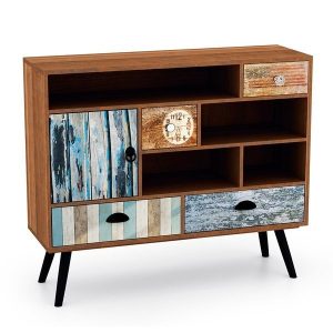 Wielokolorowa komoda z szufladami i drzwiami Deco – 93 cm