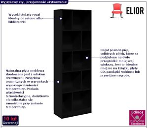 Regał z wieloma przegródkami czarny – Alani