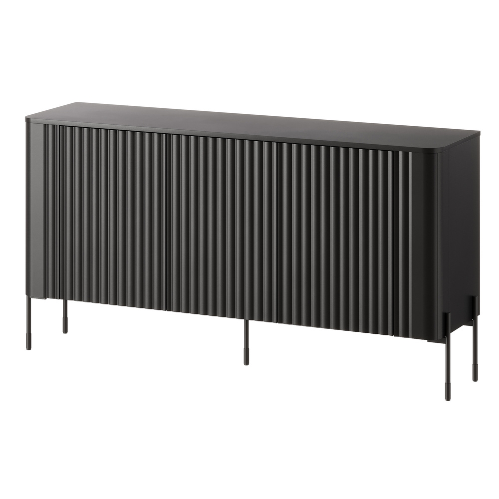Komoda z drzwiami czarna mat 150 cm Aria – nowoczesny design, funkcjonalność, trwały materiał