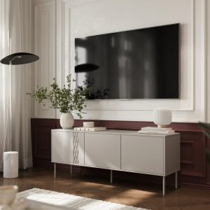 Szafka RTV beżowa mat 150 cm Aurelia – elegancki design, pojemne wnętrze, nowoczesny styl