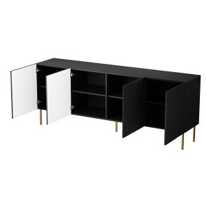 Komoda z drzwiami czarna mat 190 cm Fiori – elegancki design, pojemne wnętrze, trwały materiał