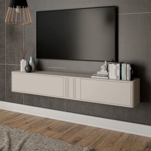 Szafka RTV wisząca kaszmir mat 190 cm Luvio – nowoczesny design, funkcjonalność, kolor kaszmir, wymiary 190 cm
