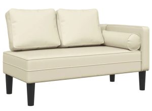 Kremowy nowoczesny szezlong z poduszkami B8-T80