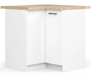 9-częściowy komplet narożnych mebli kuchennych biały + beton – Poli 18X