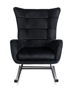 Czarny welurowy fotel bujany R6-B76