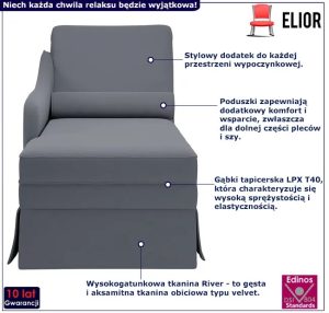 Ciemnoszary szezlong z poduszką A9-R41