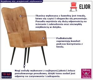 Brązowy fotel z wysokim oparciem N3-D43
