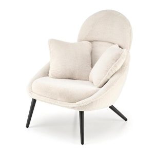 Fotel wypoczynkowy tapicerowany kremowy Merry – elegancki design, komfort, uniwersalny kolor