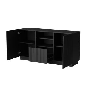 Komoda z szufladami i drzwiami czarna mat 150 cm Ardea – elegancka, pojemna, nowoczesna