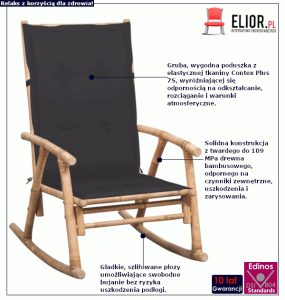 Bujany fotel bambusowy z antracytową poduszką P9-R32
