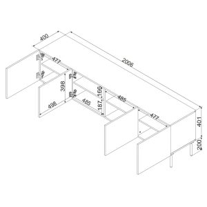 Szafka RTV biała mat 200 cm Modena – nowoczesny design, pojemne schowki, elegancki kolor