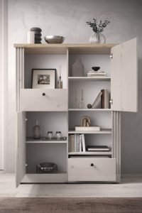 Komoda wysoka z drzwiami i szufladami dąb Meringa/dąb Cadiz mat 118 cm Avina – elegancki design, funkcjonalność, trwałość