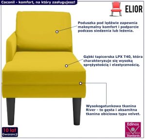 Żółta leżanka tapicerowana aksamitem F0-S98