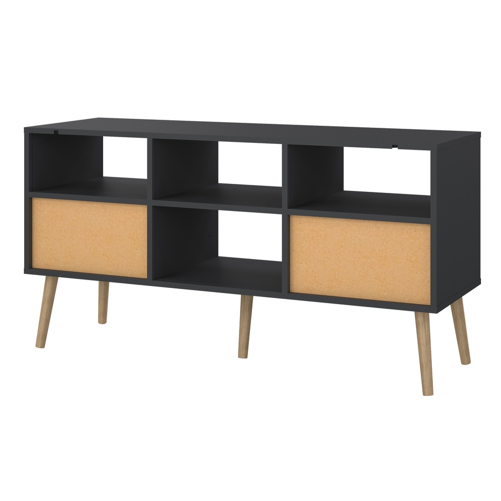 Szafka RTV szara / dąb mat 117 cm Bodo – funkcjonalna, nowoczesna, minimalistyczna