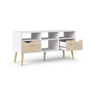 Szafka RTV biała / dąb sonoma mat 117 cm Oslo – nowoczesny design, funkcjonalność, dopasowanie do wnętrz