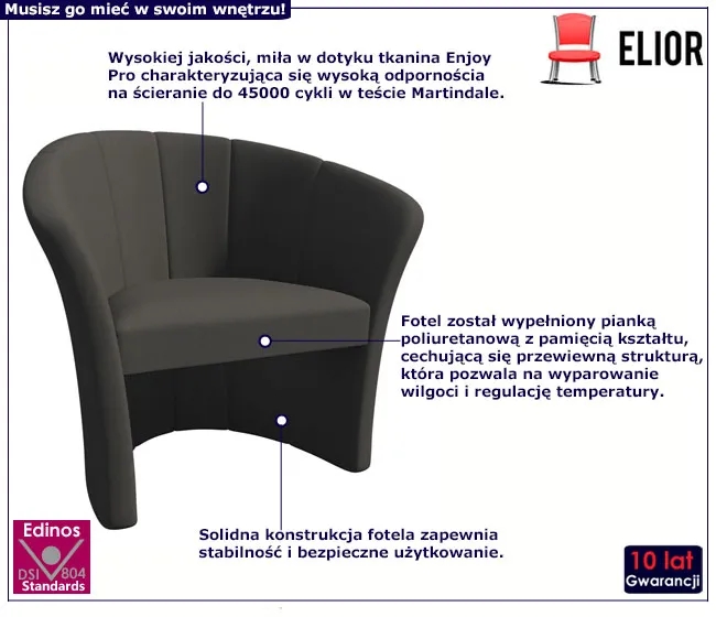 Grafitowy Elegancki Fotel Do Salonu F7-G85