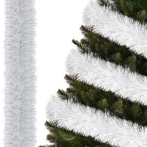 Łańcuch choinkowy 6m biało-srebrny girlanda na choinkę, średnica 10cm