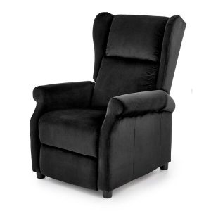 Fotel rozkładany velvet czarny Agustin 2 – elegancki design, funkcjonalność, komfort