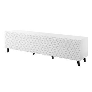 Szafka RTV biała mat 200 cm Lukka – nowoczesny design, pojemne wnętrze, funkcjonalność