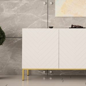Komoda z drzwiami biała mat / wysoki połysk 160 cm Blend – stylowy mebel do przechowywania