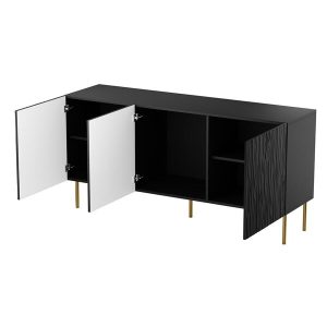 Komoda z drzwiami czarna mat 152 cm Fiori – elegancki design, pojemne wnętrze, wysokiej jakości materiały