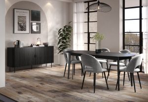 Komoda z drzwiami jesion czarny 170 cm Loftis – styl loftowy, funkcjonalność, solidne wykonanie