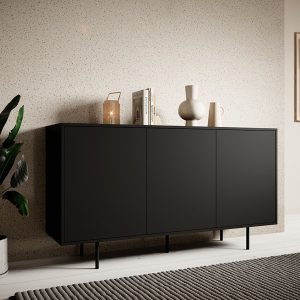 Komoda z drzwiami czarna mat 150 cm Nero – elegancki design, funkcjonalność, solidne wykonanie