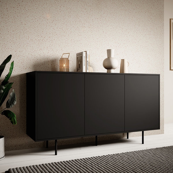 Komoda z drzwiami czarna mat 150 cm Nero – elegancki design, funkcjonalność, solidne wykonanie