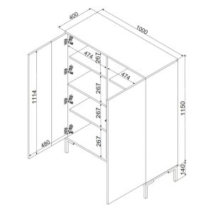 Komoda wysoka z drzwiami dąb artisan / czarna mat 100 cm Arden – elegancki design, pojemność, nowoczesne materiały