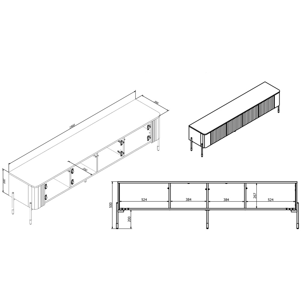 Szafka RTV kaszmir mat 190 cm Aria – elegancki styl, kolor kaszmir, 190 cm