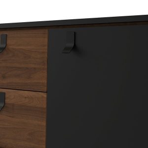 Komoda z szufladami i drzwiami czarna / orzech mat 150 cm Ryan – praktyczna, elegancka, funkcjonalna