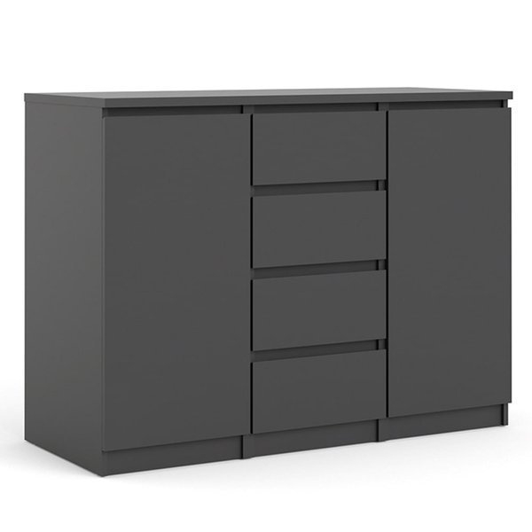 Komoda z szufladami i drzwiami czarna mat 121 cm Naia – nowoczesny design, funkcjonalność, trwałość